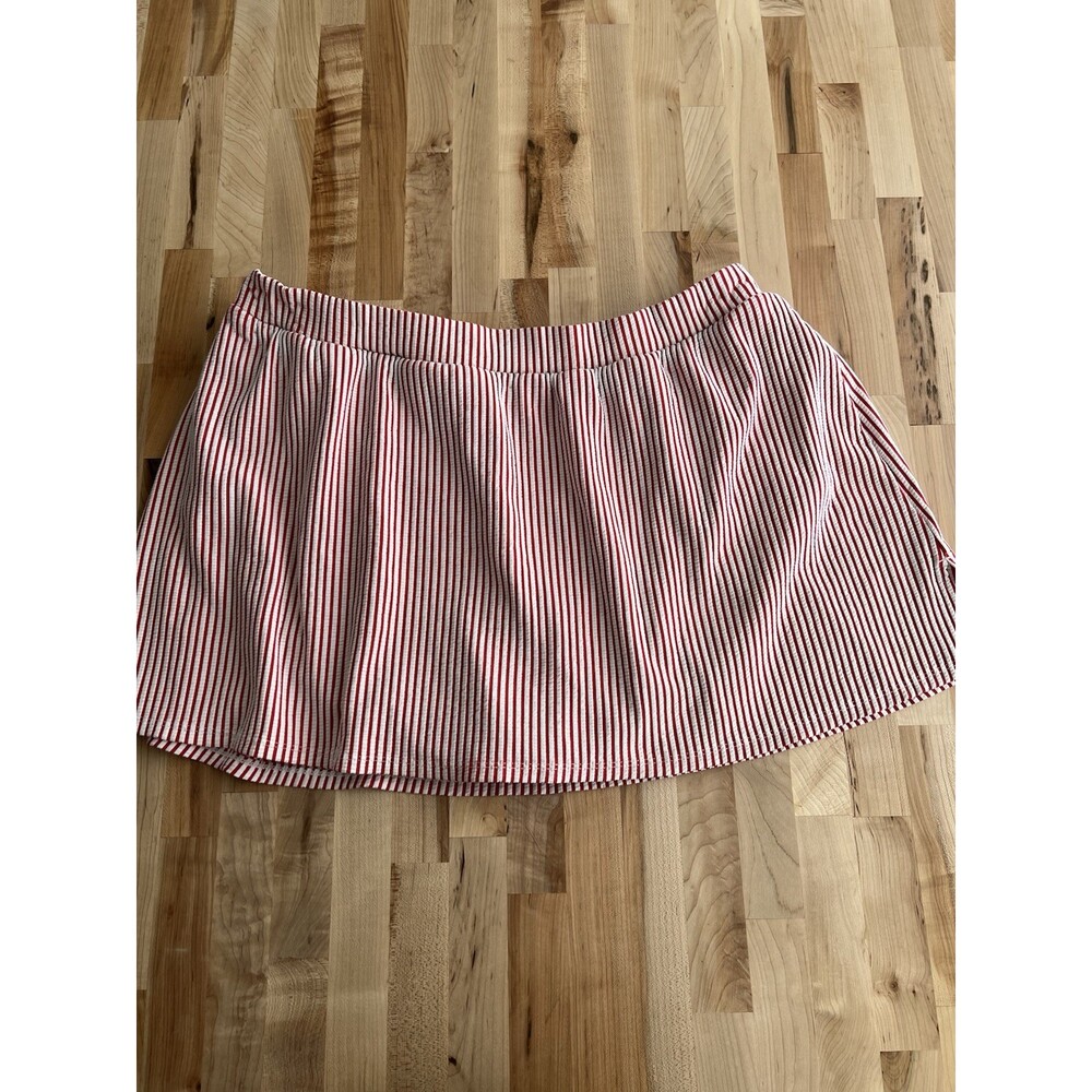 Swim by Cacique Skirt w/ Bottoms Seersucker Red White Stripe Size 26 EUC